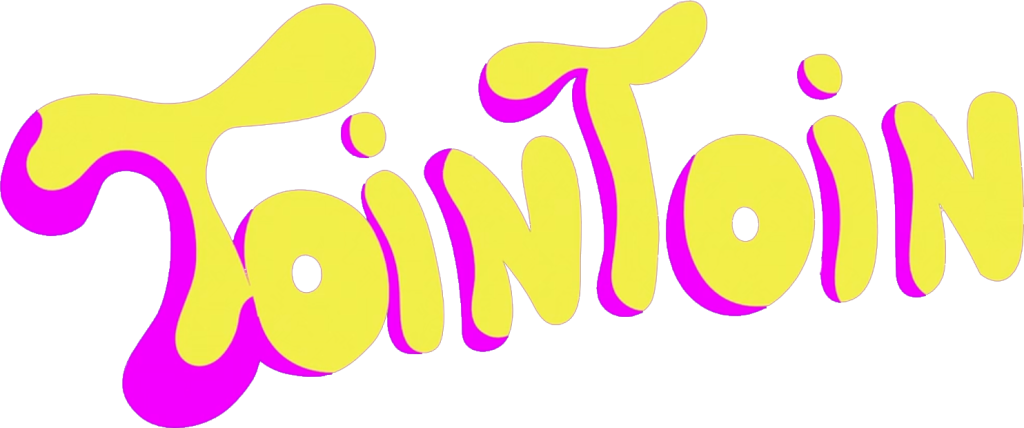 Tipografia orgânica, com formas “derretidas” e arredondadas. Combinação de amarelo com sombra rosa intensa. Estética retrô psicodélica, dinâmica e brincalhona.